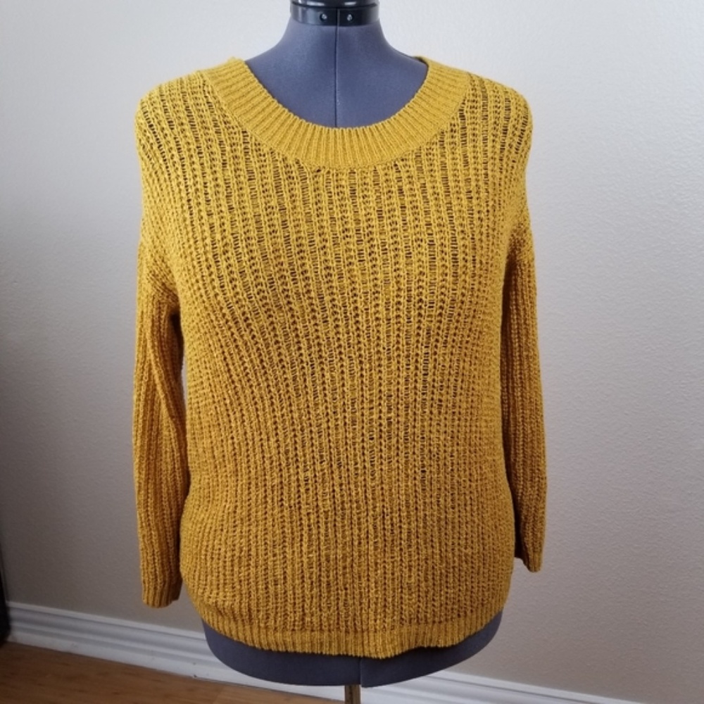 Rafaella Mustard Yellow Knit Sweater Size Large